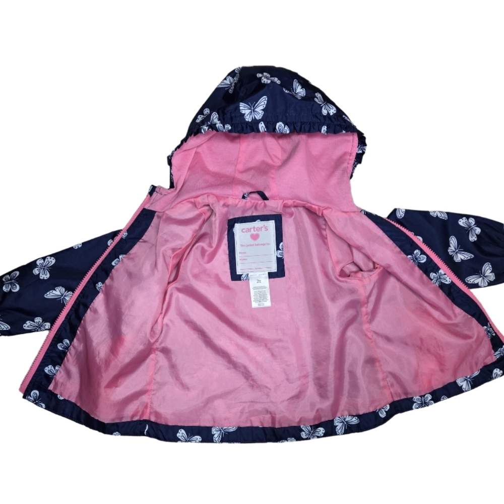 Carters Girls Butterfly Raincoat Windbreaker Toddler Size 2T Fits like 3T - Picture 4 of 5